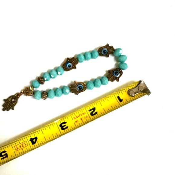 Blue beaded evil eye protection bracelet - Picture 6 of 6